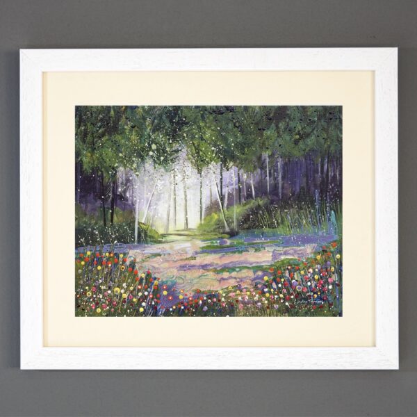 A framed print of a painting by Julia Tanner Art called Edge of the Forest