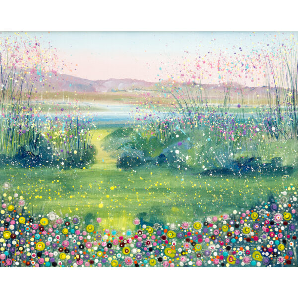 flowers by the river pastel colours fine art print river footpath