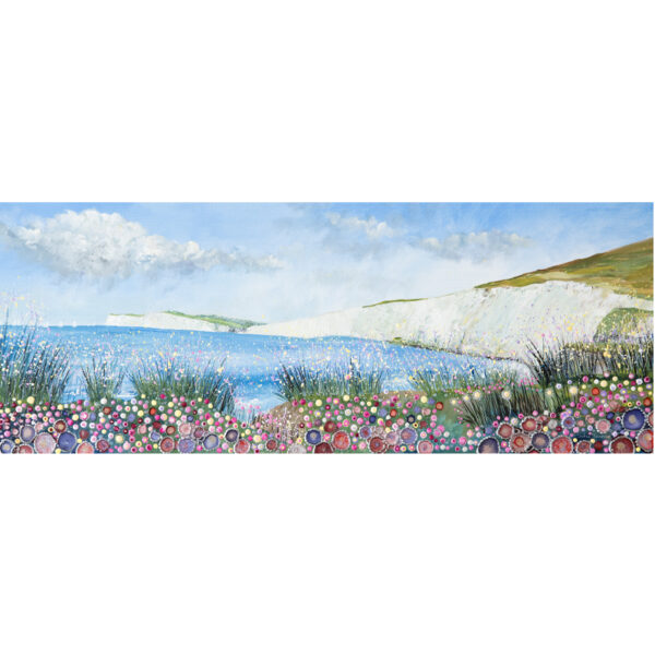 freshwater bay original acrylic painting white cliffs isle of wight artist contemporary art fine art print