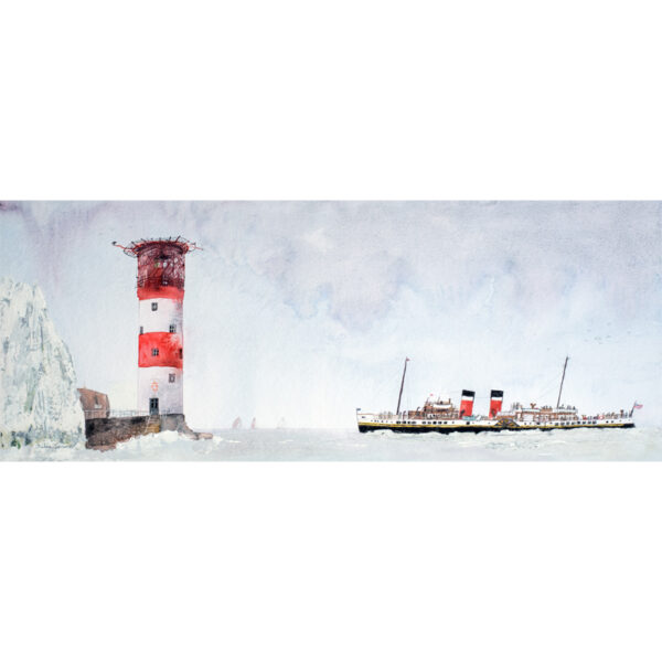 the waverley at the needles fine art print isle of wight watercolour paddle steamer