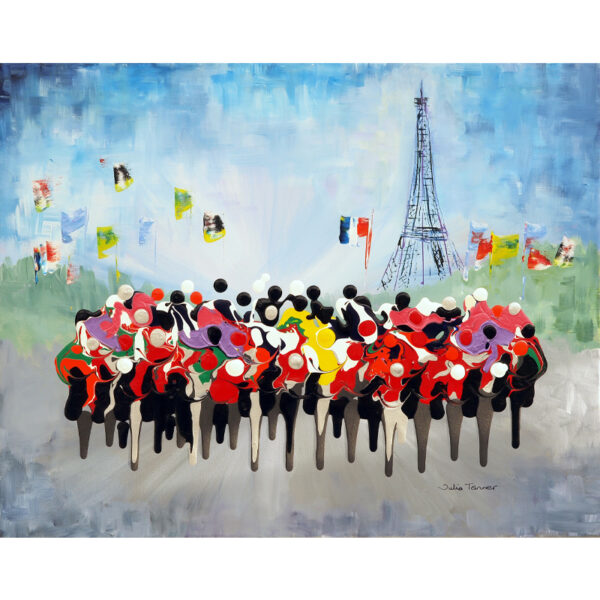 le tour de france final stage fine art giclee print cycle race bicycle le tour de france picture painting modern abstract dripped acrylic