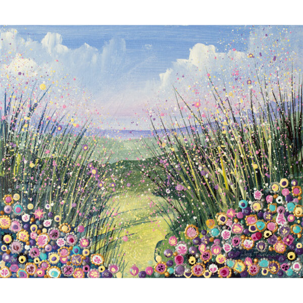 flowers in the landscape wildflower meadow mixed media acrylic painting