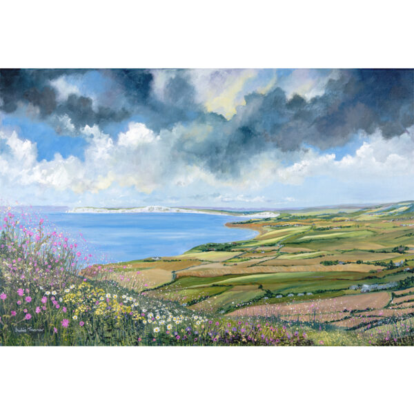 a painting of the view from the pepper pot on the Isle of Wight showing the view across the west of the island