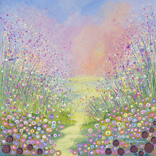 an-original-flower-meadow-painting-depicting-wildflowers-and-grasses-with-acrylic-and-oil-paints-the-sky-is-pink