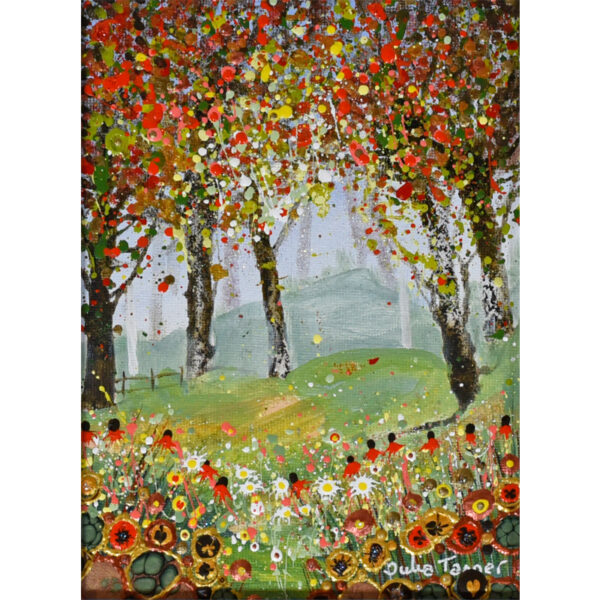 autumn colours ll original framed acrylic painting of autumn woods