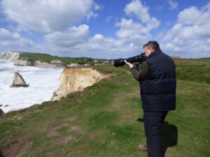 Dave taking photographs at Freshwater Bay on The Isle of Wight
