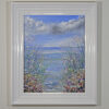 By The Sea original acrylic landscape painting on canvas contemporary white frame flowers seascape calm