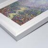 Holiday Memories original acrylic landscape painting in contemporary square white frame detail scaled