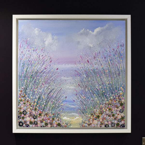 Floral Spray original acrylic painting contemporary deep box canvas white tray frame vibrant