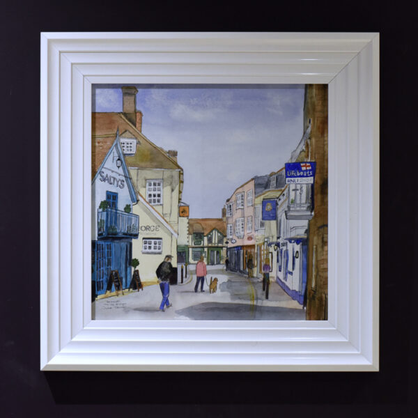 a-watercoloir-painting-depicting-quay-street-in-yarmouth-on-the-isle-of-wight-by-artist-julia-tanner