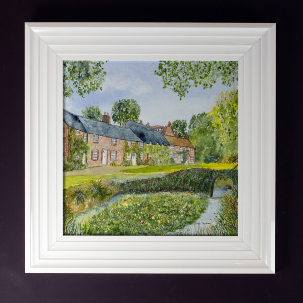 winkle street framed original water colour painting isle of wight quaint chocolate box wight framecottages stream thatch